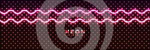 neon background Abstract glowing banner with blue purple neon arrows. Hi-tech futuristic vector background