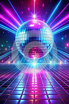 Neon Background Concept. Disco Neon Light Background. 3D Rendering photo