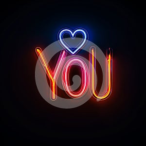 neon backlit with text Love you 2