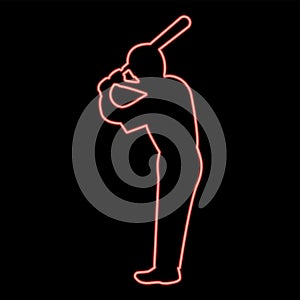Neon ballplayer red color vector illustration flat style image photo