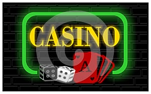 Neon banner of casino photo