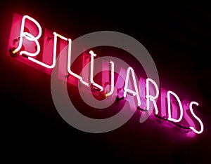 Neon billiards sign