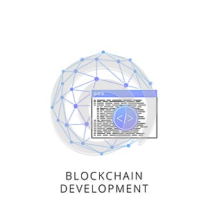Neon blockchain development vector line icon.