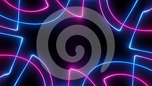 Neon blue pink futuristic ultraviolet energy curvy glowing lines laser tunnel Sci-Fi black high resolution background with space