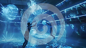 neon blue water polo olympic concept