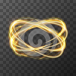 Neon blurry swirl, golden trail effect at motion