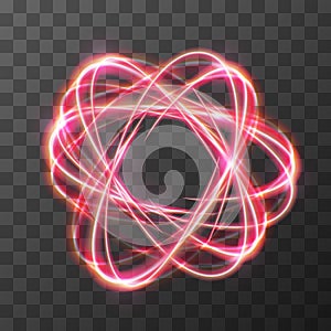 Neon blurry swirl, red trail effect at motion