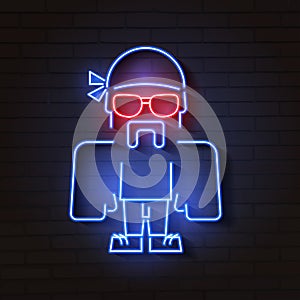 Neon bouncer vector illustration on brick background