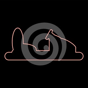 Neon bumper car silhouette Electric machine for racetrack Sideshow Amusement park Attraction Dodgem icon black color vector