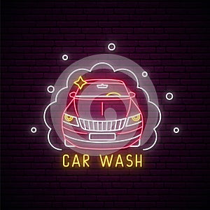 Neon car wash signboard.