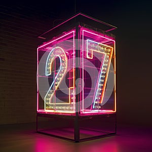 Neon Case With Lit Up Numbers 27 In Clemens Ascher Style