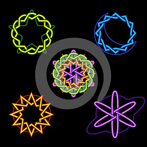 Neon celestial symbols