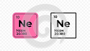 Neon, chemical element of the periodic table vector