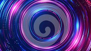 Neon circle abstract background. Futuristic technology style.