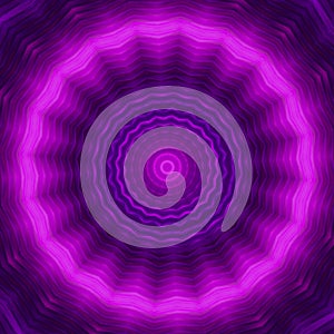 Neon circle background in purple tones . Kaleidoscopic pattern. Futuristic mandala