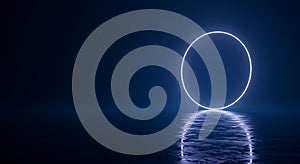 Neon Circle Reflection on Water