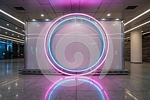 Neon circular Shiny frame background photo