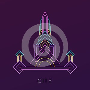 Neon city outline symbol