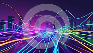 Neon Cityscape Data Flow