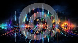 Neon Cityscape: Vibrant Abstract Patterns of a Futuristic Metropolis