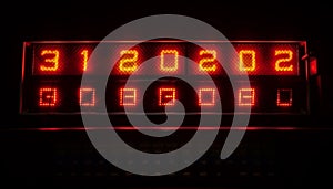 Neon clock showing countdown, illuminated by electricity generated by AI