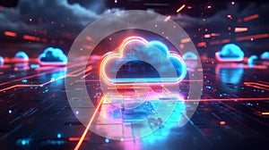 Neon Cloud Computing Digital Network Infrastructure