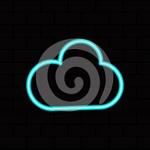 Neon cloud icon. Glowing neon cloud sign, outline technology pictogram. Vector illustration