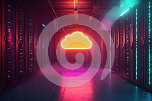 Neon Cloud Server Room