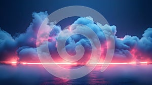Neon Cloudscape: 3D Abstract Background