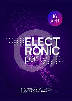 Neon club flyer. Electro dance music. Trance party dj. Electroni