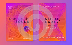 Neon club flyer. Electro dance music. Trance party dj. Electroni