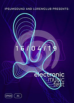 Neon club flyer. Electro dance music. Trance party dj. Electroni