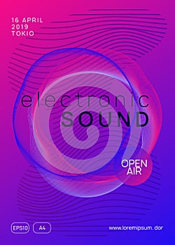 Neon club flyer. Electro dance music. Trance party dj. Electroni