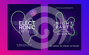 Neon club flyer. Electro dance music. Trance party dj. Electroni