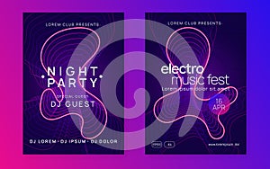 Neon club flyer. Electro dance music. Trance party dj. Electroni