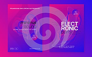Neon club flyer. Electro dance music. Trance party dj. Electroni