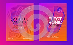 Neon club flyer. Electro dance music. Trance party dj. Electroni