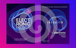 Neon club flyer. Electro dance music. Trance party dj. Electroni