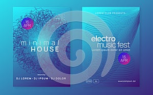 Neon club flyer. Electro dance music. Trance party dj. Electronic sound fest. Techno event poster.