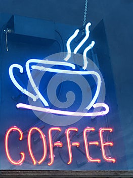 Neon coffee shop sign