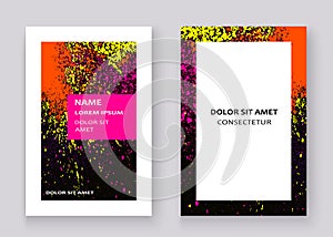 Neon colorful explosion paint splatter artistic covers design.