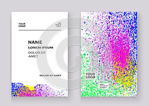 Neon colorful explosion paint splatter artistic covers design.