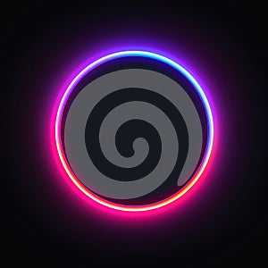 Neon colors glowing circle on back, template for design, ai generated