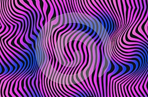 Neon colors Iridescent wavy abstract cyberpunk background with wavy stripes. Holographic crazy background for wall art