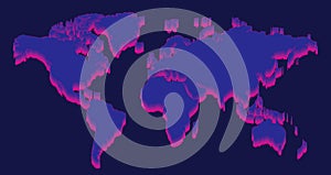 Neon colors world map vector design photo