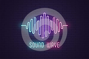 Neon composition of Digital sound wave. Vector