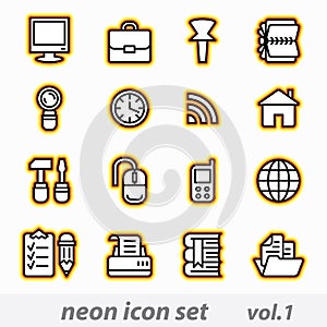 Neon computer icon set
