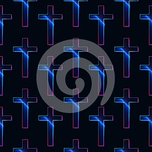 Neon cross geometric seamless pattern