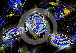 Neon cryptocurrency coin background