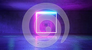 Neon cube tunnel way room background